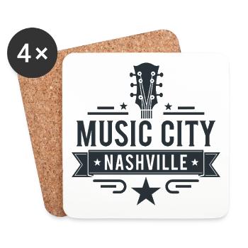 Music City Nashville Gitarre Tennessee - Untersetzer (4er-Set) - Weiß - Vorne