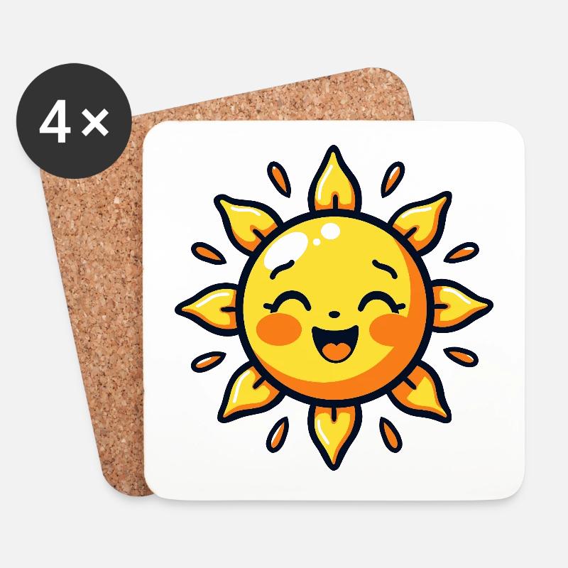 Lachende Sonne – Gute-Laune-Garantie - Untersetzer (4er-Set) - Weiß
