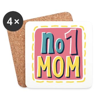 Nummer 1 Mama – Bunt & Liebevoll Muttertag - Untersetzer (4er-Set) - Weiß - Vorne