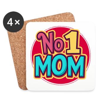 Nummer 1 Mama – Bunt & Liebevoll Muttertag - Untersetzer (4er-Set) - Weiß - Vorne