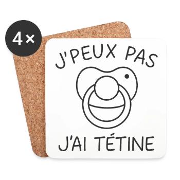 J'peux pas j'ai tétine - Dessous de verre (lot de 4) - blanc - Devant
