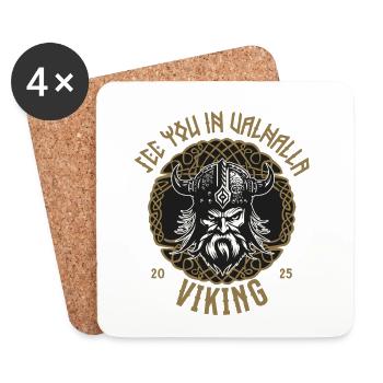 Valhalla Viking T-Shirt Pull à capuche - Dessous de verre (lot de 4) - blanc - Devant