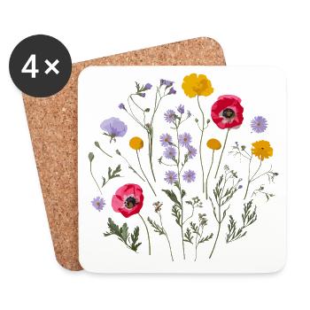 Wildflower Circle: Colorful Natural Beauty - Coasters (set of 4) - white - Front