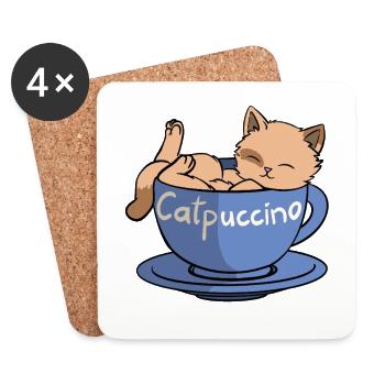 Catpuccino - Dessous de verre (lot de 4) - blanc - Devant