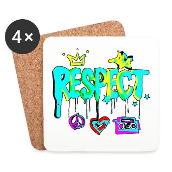 RESPECT Graffiti colourful - Untersetzer (4er-Set) - Weiß - Vorne