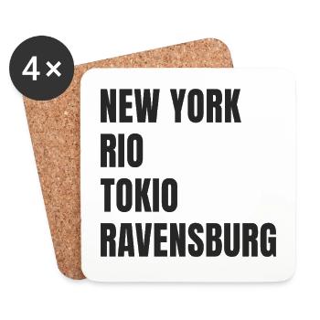 New York Rio Tokyo Ravensburg - Dessous de verre (lot de 4) - blanc - Devant