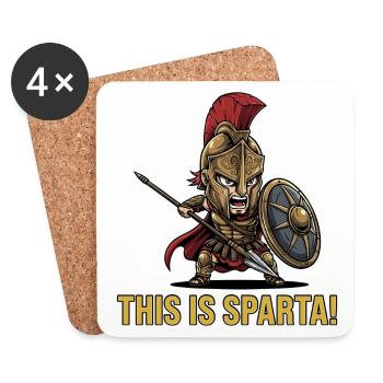 This is Sparta - Kawaii Spartan Warrior Greek Meme - Coasters (set of 4) - white - Front