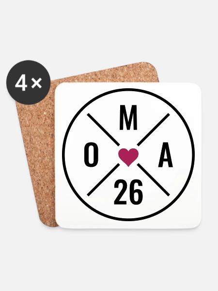 Oma 26 - Herz - Baby Ankündigung - Oma 2026 - Untersetzer (4er-Set) - Weiß