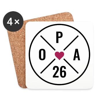 Opa 26 - Herz - Baby Ankündigung - Opa 2026 - Untersetzer (4er-Set) - Weiß - Vorne