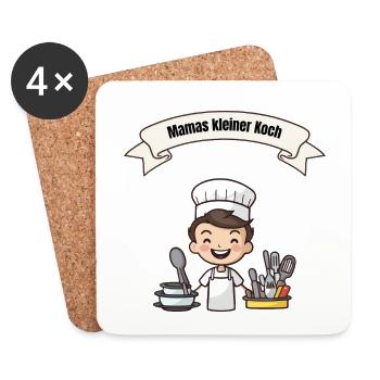 Mamas kleiner Koch – Niedliches Kinder-Kochdesign - Untersetzer (4er-Set) - Weiß - Vorne
