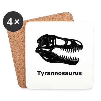 Crâne scientifique de T-Rex - Dessous de verre (lot de 4) - blanc - Devant