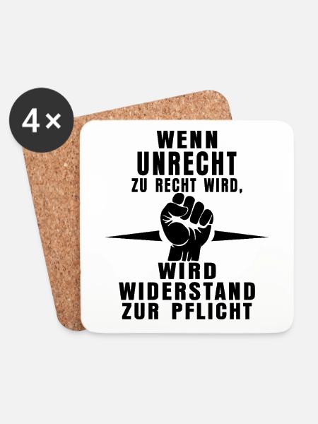 Unrecht erkennen – Widerstand zeigen - Untersetzer (4er-Set) - Weiß