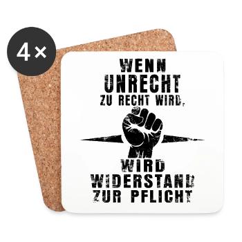 Widerstand ist Pflicht – Statement-Shirt - Untersetzer (4er-Set) - Weiß - Vorne