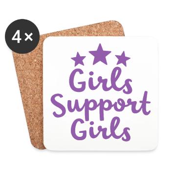 Girls Support Girls Statement Friendship - Coasters (set of 4) - white - Front