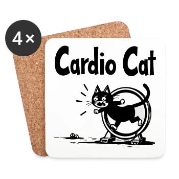 "Cardio Cat" - Sporty Cat - Coasters (set of 4) - white - Front