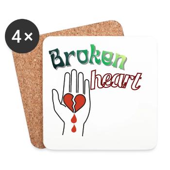 Hand mit gebrochenem Herzen - Untersetzer (4er-Set) - Weiß - Vorne