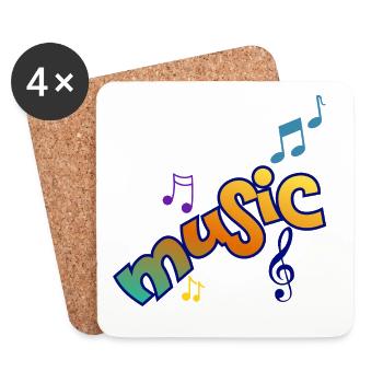 Musik und Noten - Untersetzer (4er-Set) - Weiß - Vorne