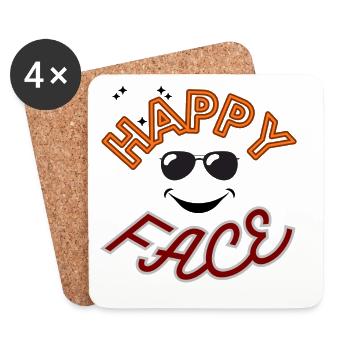 Happy face with glasses. - Coasters (set of 4) - white - Front