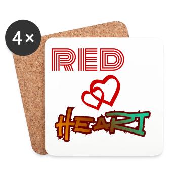Rotes Herz, Graffiti-Herz - Untersetzer (4er-Set) - Weiß - Vorne