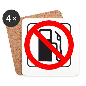 Stop, pompe à carburant, prix du diesel, essence - Dessous de verre (lot de 4) - blanc - Devant