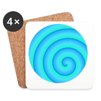 Blau-Grüne Spirale - Untersetzer (4er-Set) - Weiß - Vorne