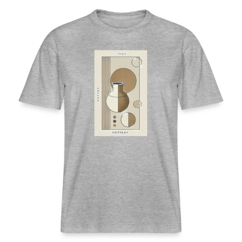 Pottery (geometric #2) · Organic T-shirt — heather grey — front