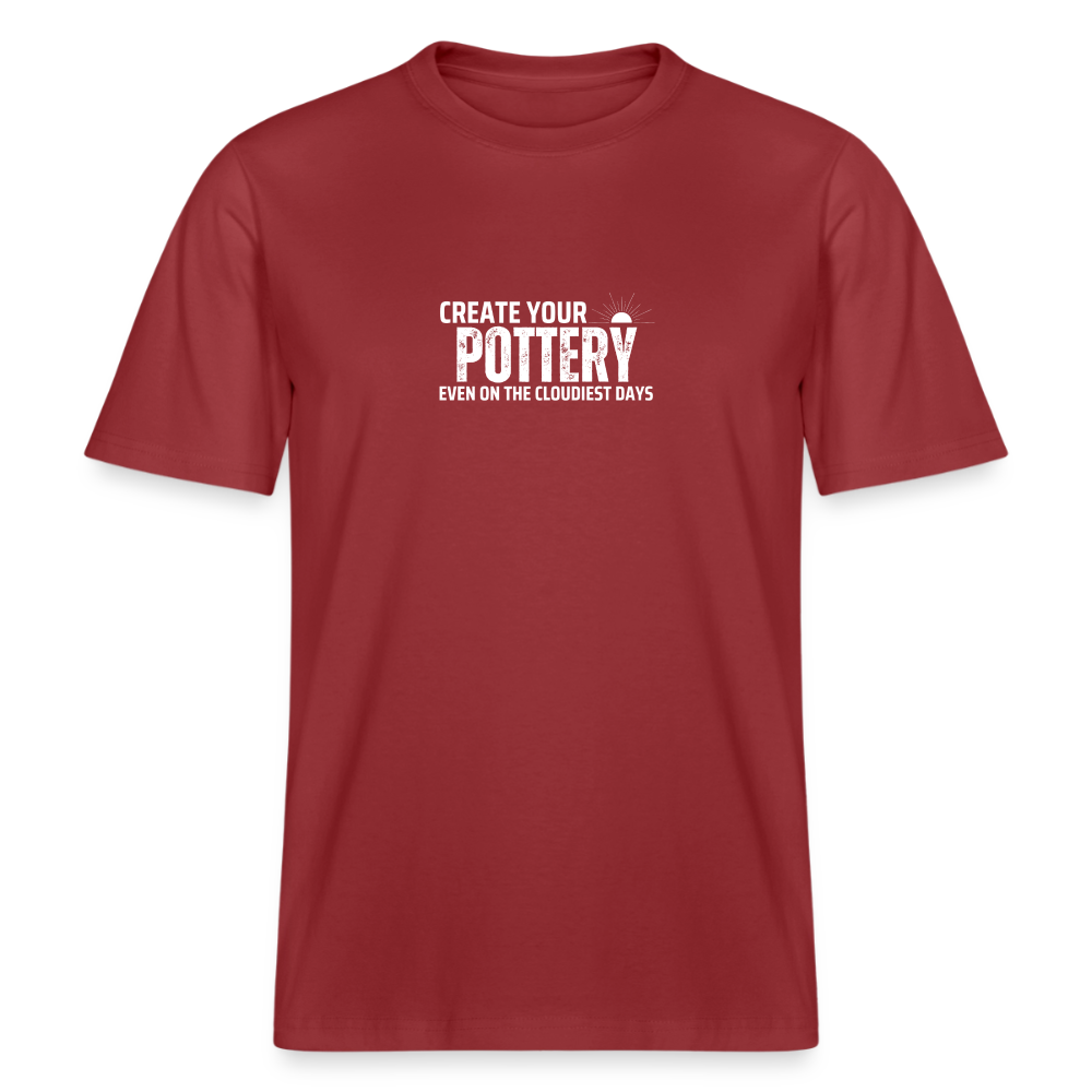 Create Your Pottery Even On The Cloudiest Days · Organic T-shirt — red earth — front