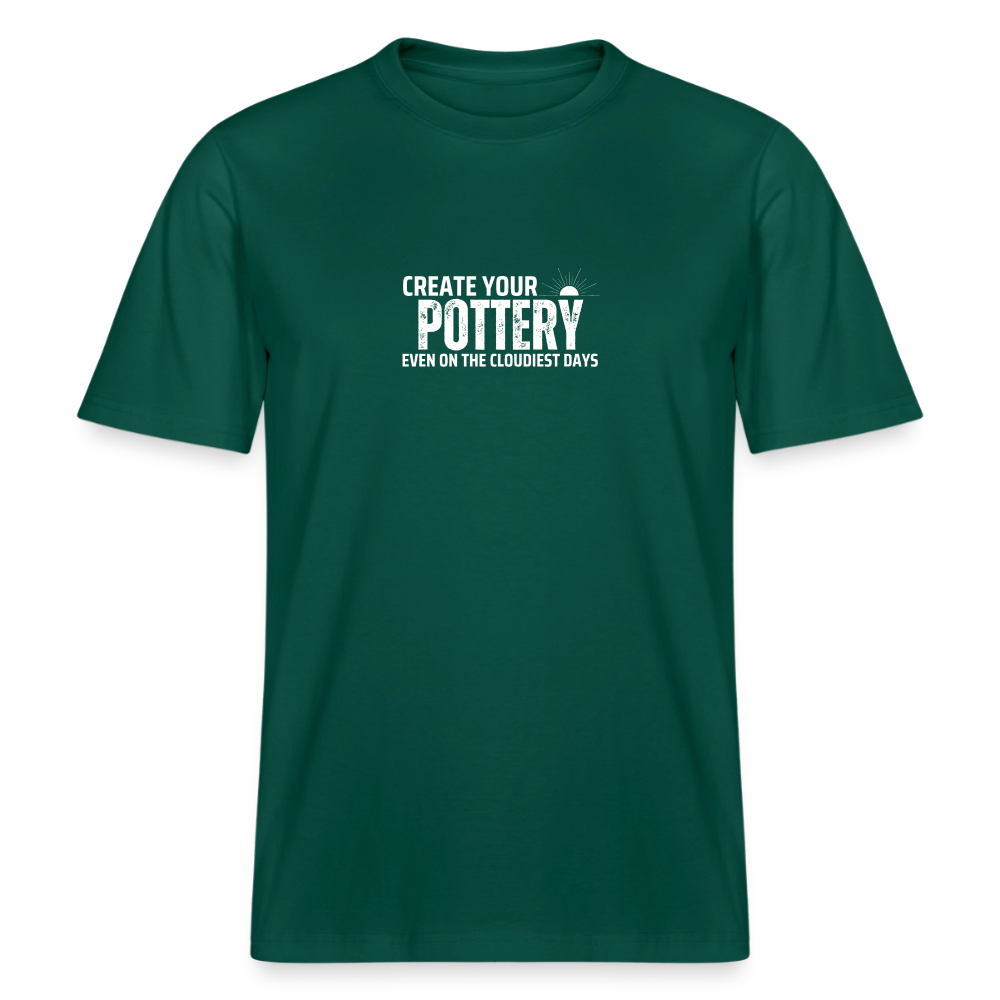 Create Your Pottery Even On The Cloudiest Days · Organic T-shirt — forest — front