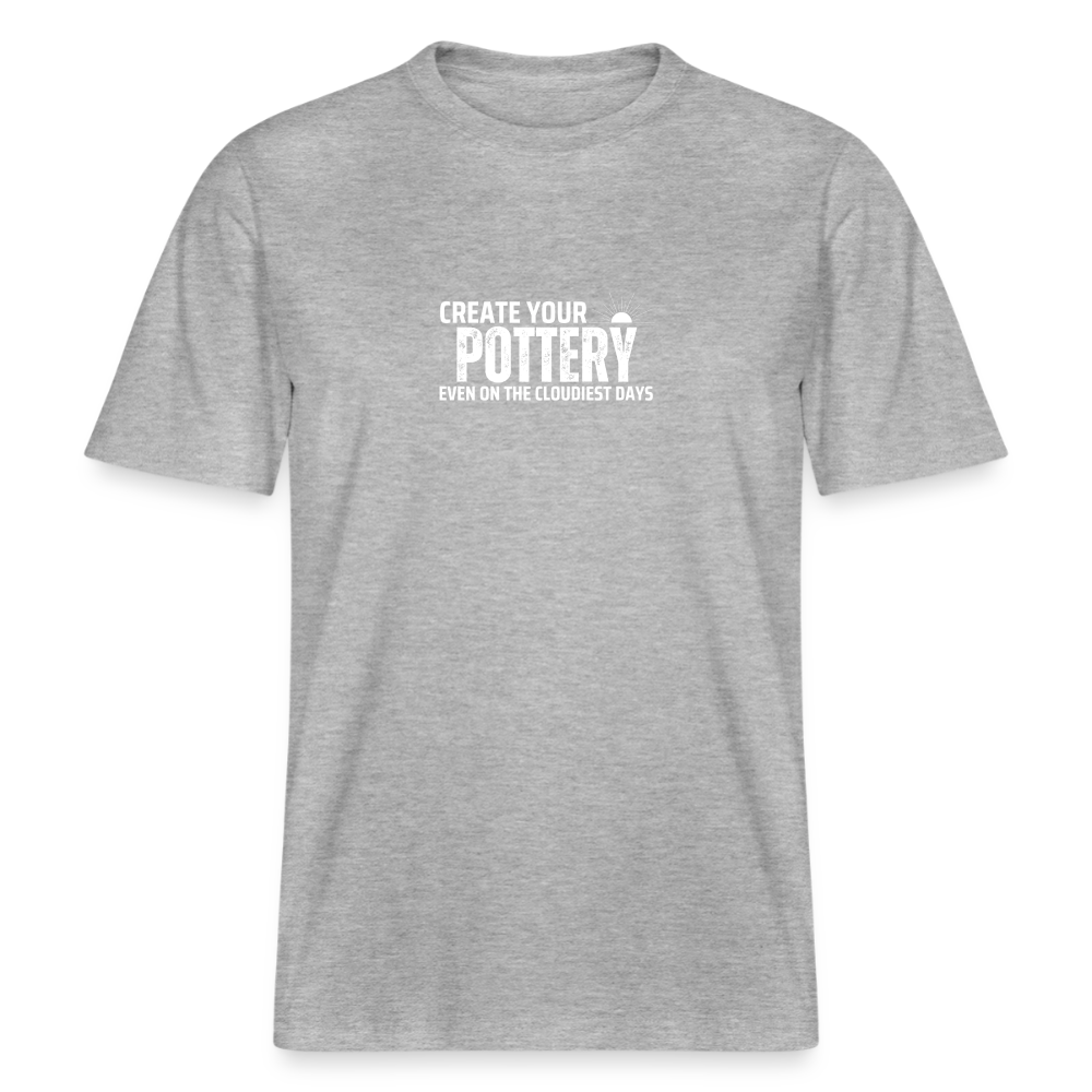 Create Your Pottery Even On The Cloudiest Days · Organic T-shirt — heather grey — front