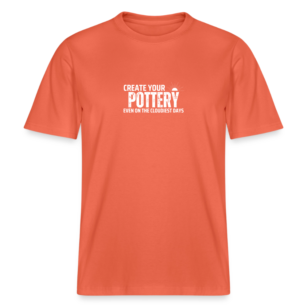 Create Your Pottery Even On The Cloudiest Days · Organic T-shirt — light red — front