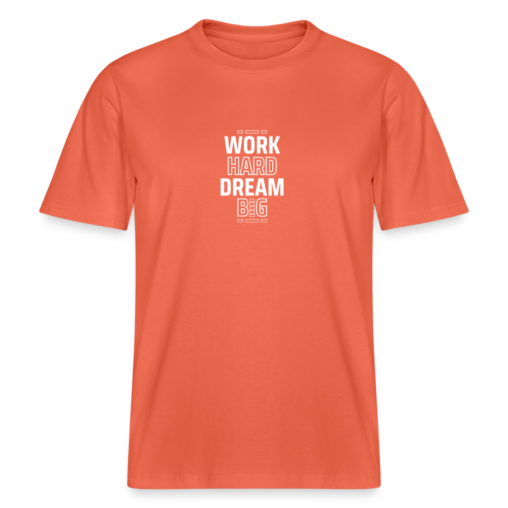 Work Hard Dream Big · Organic T-shirt — light red — front