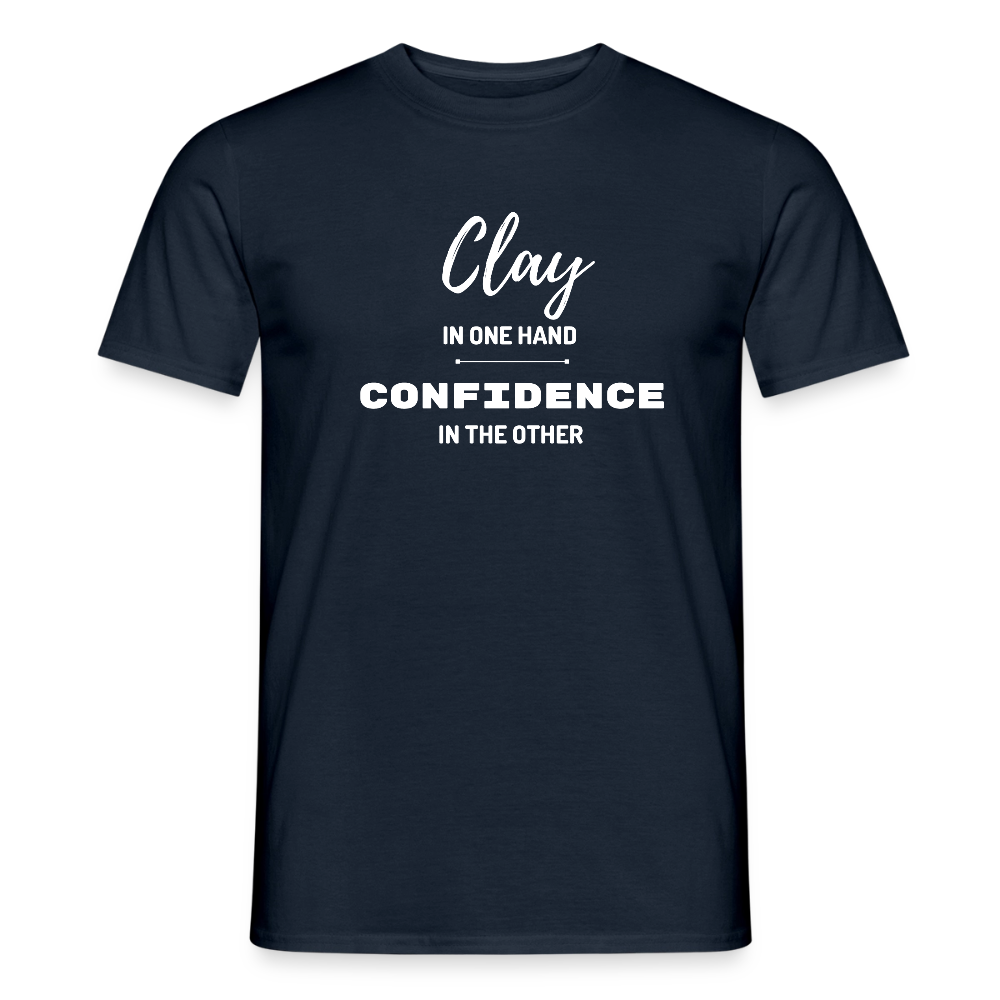 Clay In One Hand, Confidence In The Other · T-shirt — navy — front
