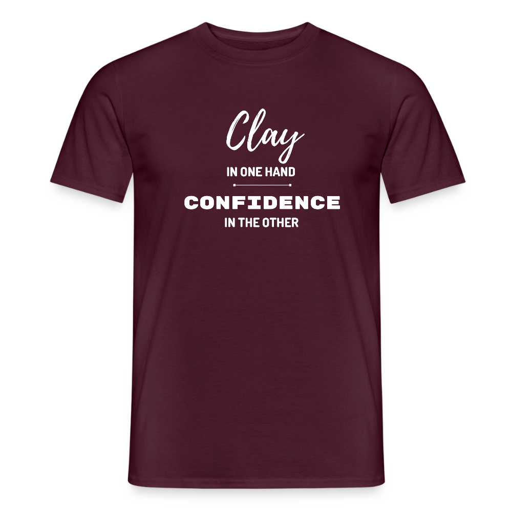 Clay In One Hand, Confidence In The Other · T-shirt — brick red — front