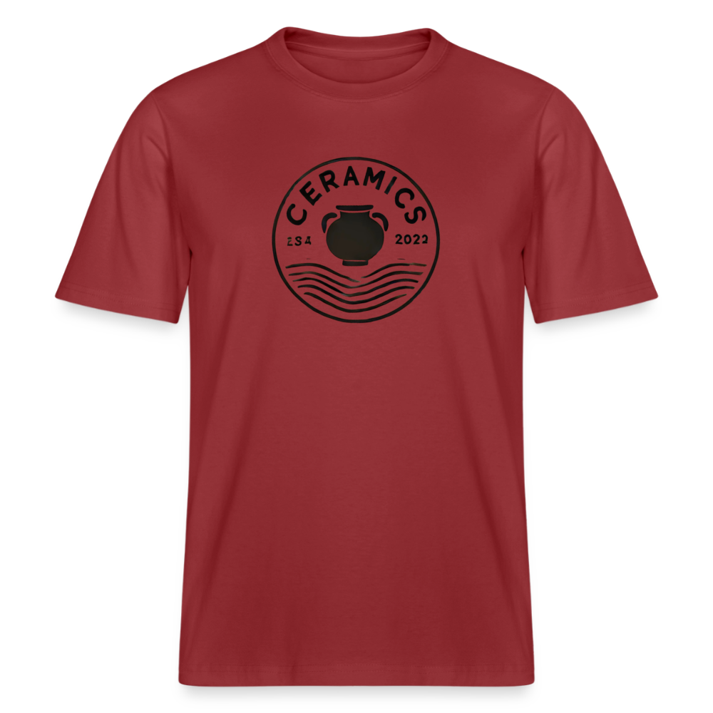 Ceramics (stamp Design) · Organic T-shirt — red earth — front