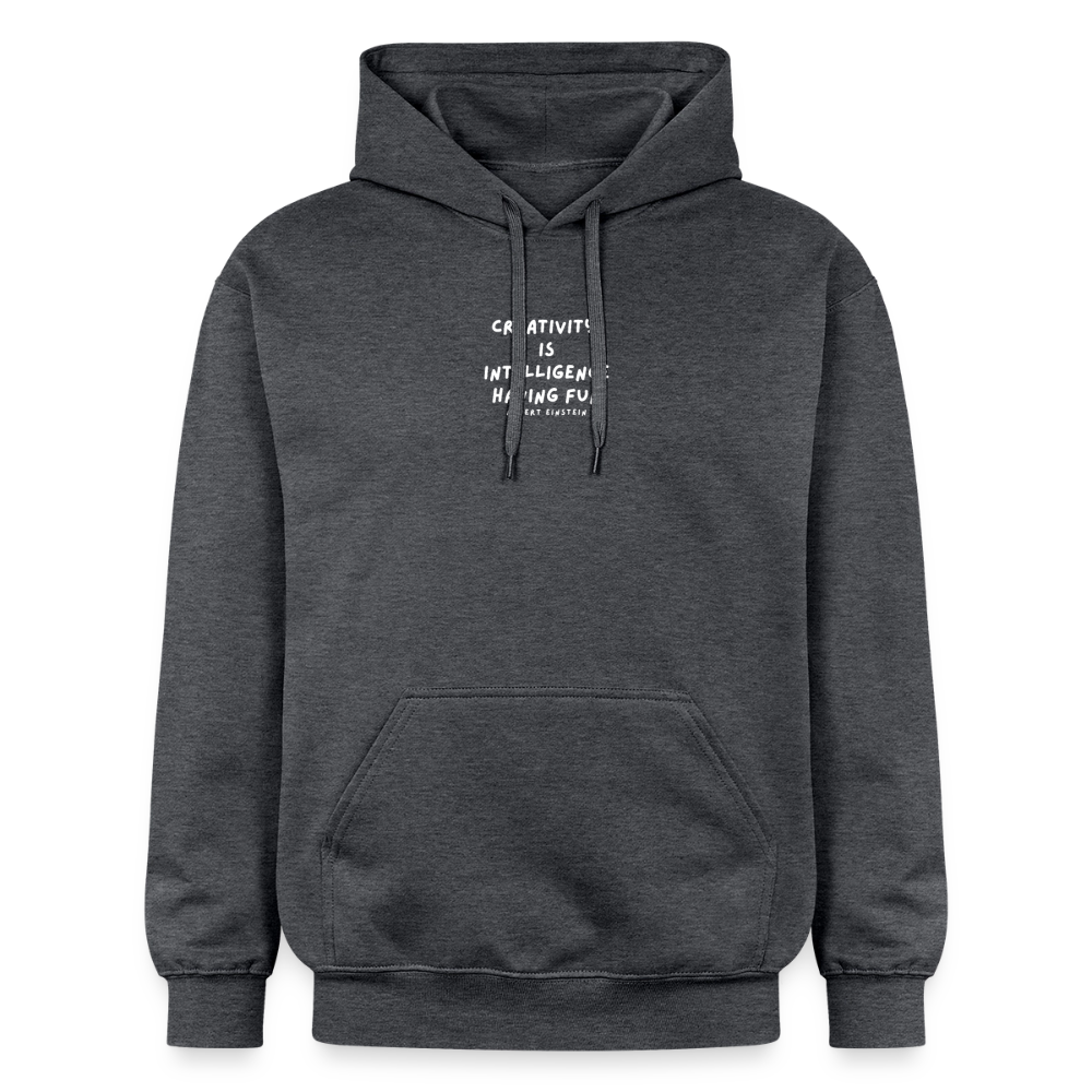 Creativity: Intelligence Having Fun Softstyle® Midweight · Hoodie — dark heather grey — front