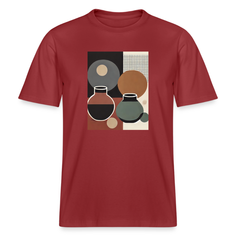 Pottery (geometric Design) · Organic T-shirt — red earth — front