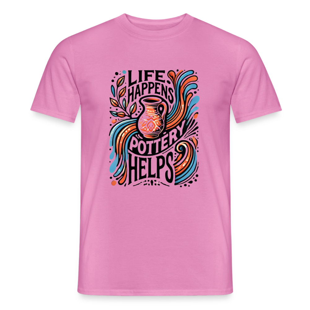 Life Happens, Pottery Helps · T-shirt — pink — front