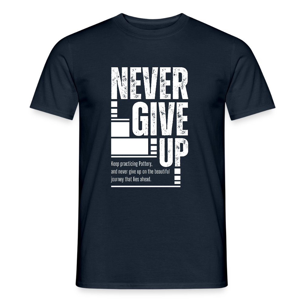Never Give Up · T-shirt — navy — front