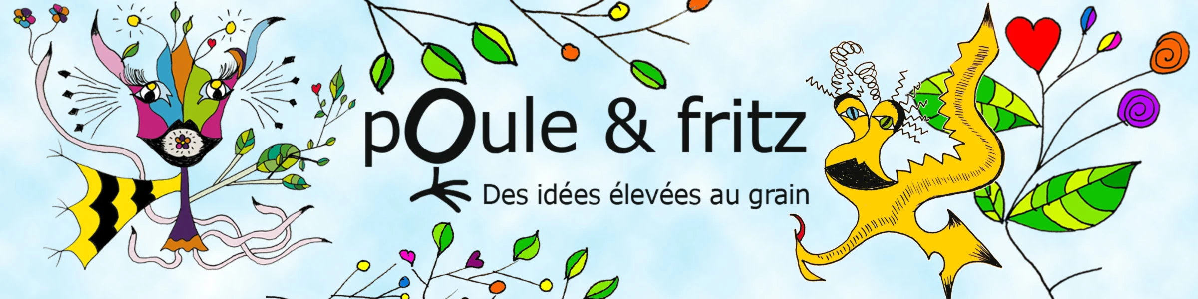 Bannière de poule et fritz